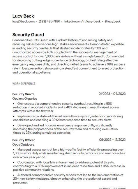 security guard resume examples|Iba pa.